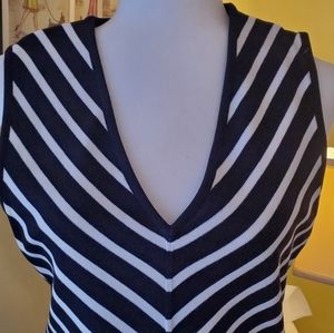 ANNE KLEIN DRESS, size large, blk/wht stripe, sleeveless, excellent condition